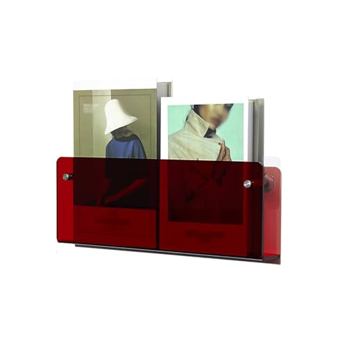 Estante Flotante de acrílico Transparente, Estante Transparente for folletos, revistero, estantería montada en la Pared, Estante Flotante for baño, Estante de Almacenamiento(Red,80x15cm/31x6in)