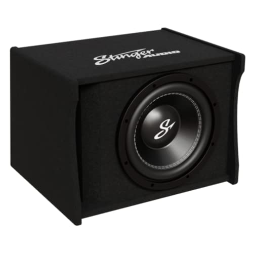 STINGER Single MC 1,200 Watt Power Loaded Subwoofer Enclosure | Ported 1 ohm Sub Box | Down Firing Box for Max Sound (Single 10 inch Loaded Enclosure)