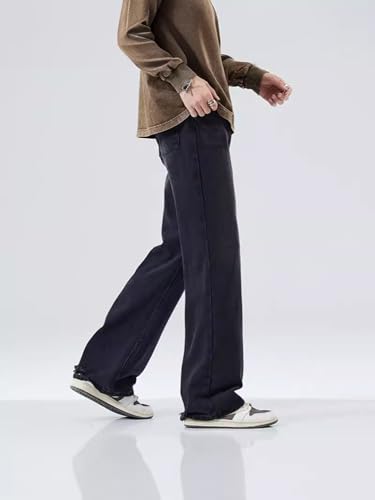 Jeans Pants Trousers Denim Versatile Simple Style High End Black Micro Pull Men's Washed Floor Comfortable2