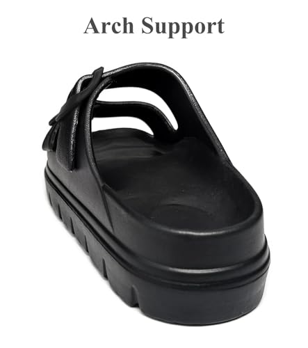 Womens Platform Sandals with Arch Support, Summer Beach Slides with Adjustable Buckle, Comfort Lightweight Chunky Cushion Slip on Sandal3