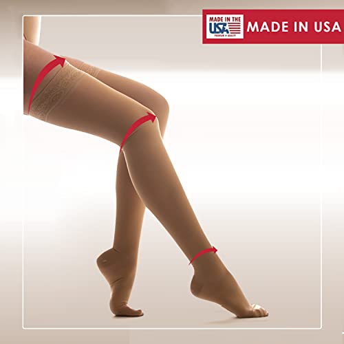 Image of Medicella Premier Closed Toe Thigh High Compression Stockings for Women 20-30 mmHg Medical Quality