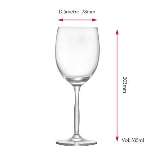 Ruvolo, Taça de Vinho, Taça Ritz para Vinho Branco, Taça de Cristal 335ml 6 Peças