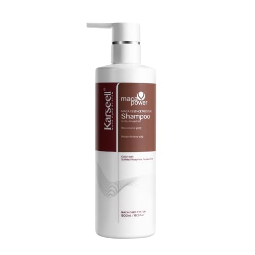 Karseell Szampon do suchych włosów, 500 ml, szampon nawilżający Maca Essence, szampon do włosów, do wszystkich rodzajów włosów