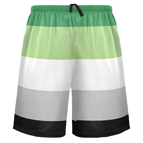 Pajama Shorts for Men Colorful Abstract Bright Rainbow Colors Athletic Pj Sleep Shorts Funny Custom Casual Pants S