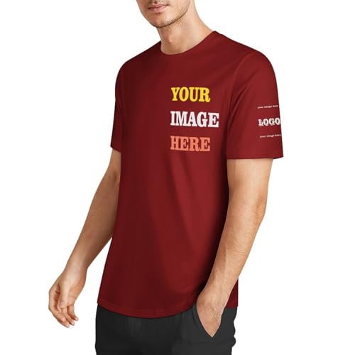 AICARE T-Shirt Unisexe à Manches Courtes en Coton personnalisé avec imprimé Poitrine et Manchettes