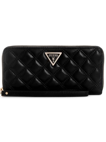 Portefeuille GUESS Giully Zip Around L Black en Finition Matelassée
