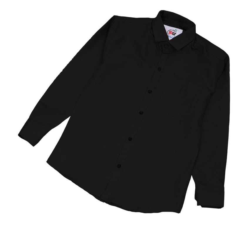 Image of Boy's Kids Regular Fit Solid Pattern Cotton Shirt with Pocket Collared Neck Long Sleeve Button Down Closure Type and Standard Length | Boys Cotton T-Shirts Set | Shirt for Boy