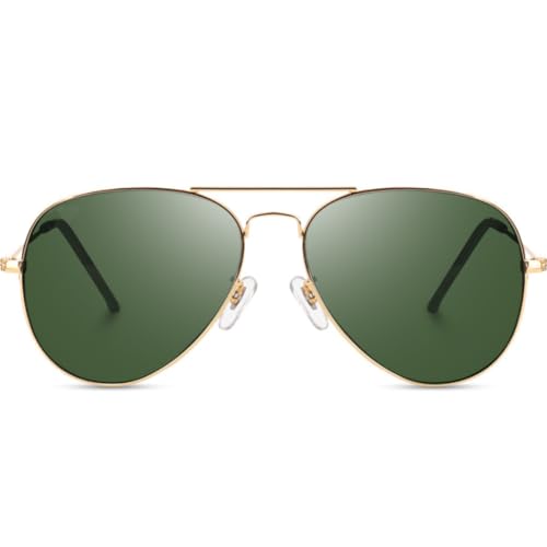 Image of ARICKS Classic Aviator Sunglasses for Men Women Driving Sun glasses Glass Lens 100% UV Blocking