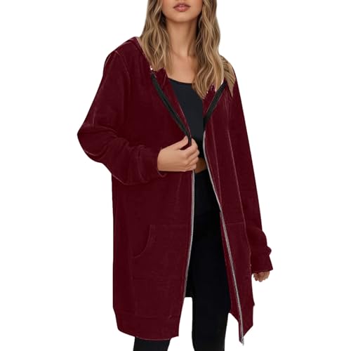 Cardigan Mujer Otoño Cremallera Sudaderas con Capucha Manga Larga Casual Rebeca Frente Abierto Botones Señoras Moda Abrigos Deportivos Talla Grande Pullover Chal Largo