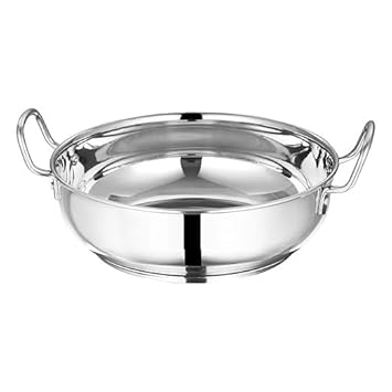 U&K Kitchen Stainless Steel Rust Free Induction Competible Sandwich Bottom Kadahi|Wok 3.5 LTR.