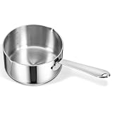 BOHUIZ 18/10 Stainless Steel Butter Warmer Measuring Pan, 0.5 Quart Small Sauce Pan with Dual Pour Spout, 17OZ/500ml Coffee Milk Chocolate Butter Melting Pot