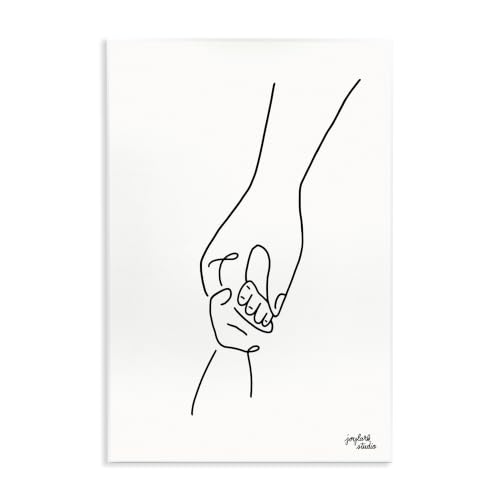 Parent Child Holding Hands Line, 10 x 15 Inch Mounted Print on Wall Plaque