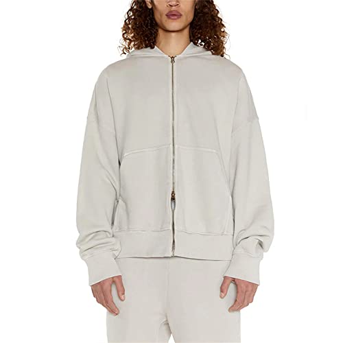Veste zippée homme en gris clair style baseball décontracté taille XXL