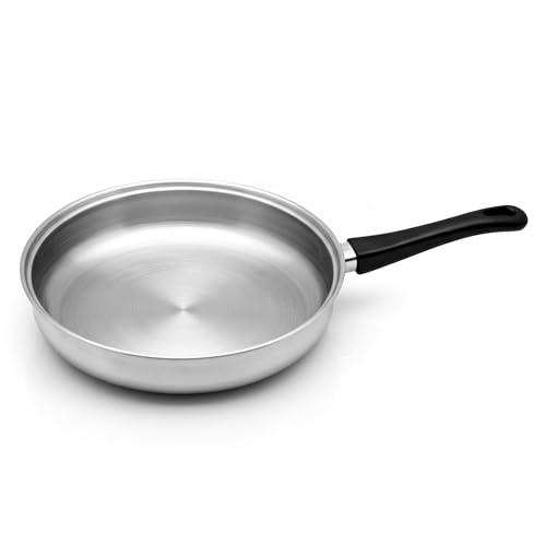 Tuxton Home Reno 10 Inch Open Frypan; Stainless Steel, PFTE & PFOA Free, Freezer to Oven Safe, Induction Compatible
