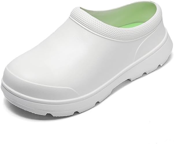 HuayoRong Chef Shoes for Men, Non Slip Oil Resistant Waterproof Safety Work Shoes, Comfortable Nursing Nurse Shoes Women (White,8)