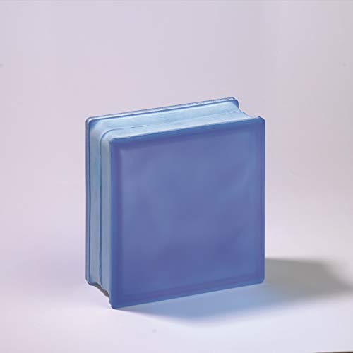 Bloque de Cristal Lux Glass Azul Marino Ondulado Satiinado 2 caras | cm 19x19x8 | Unidad de venta 1 caja de 6 pzas