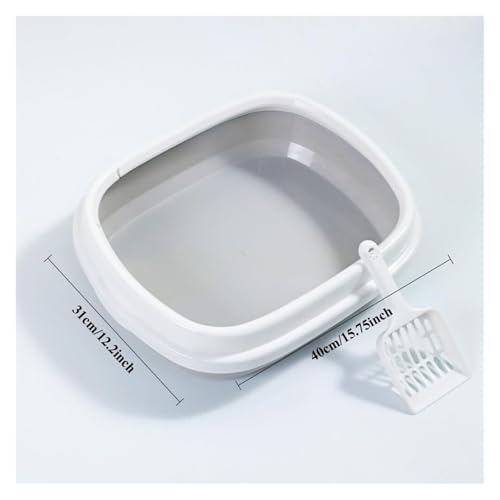Caja para arena de gato pequeña abierta con pala gris miniatura 2
