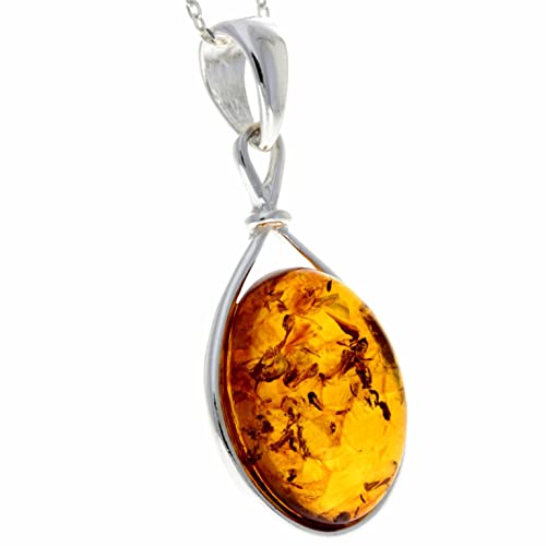 Genuine Baltic Amber & Sterling Silver Classic Pendant without Chain - 18034