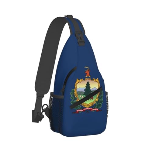 Mochila unisex tipo bandolera con diseño de bandera de Vermont miniatura 2