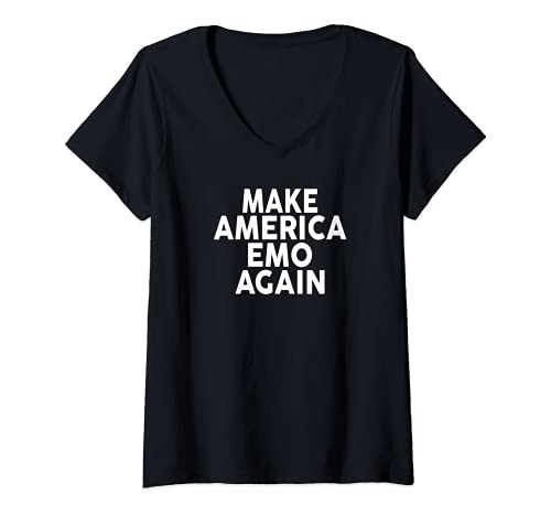 Mujer Make America Emo Again - Camiseta divertida Camiseta Cuello V