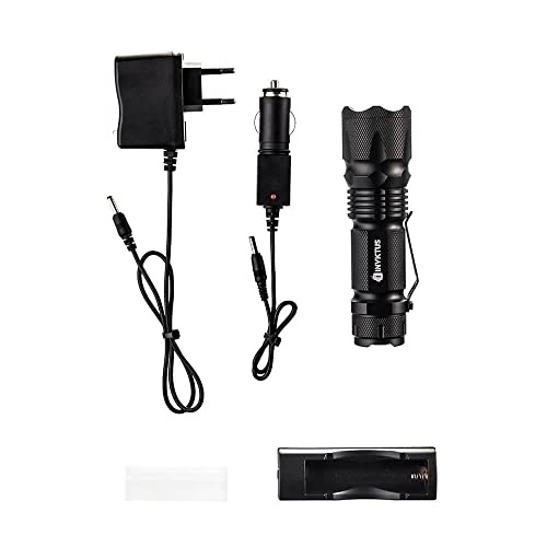 Lanterna Tática Corvus U2 Invictus Com Bateria Recarregável E 5 Funções Inteligentes Preta