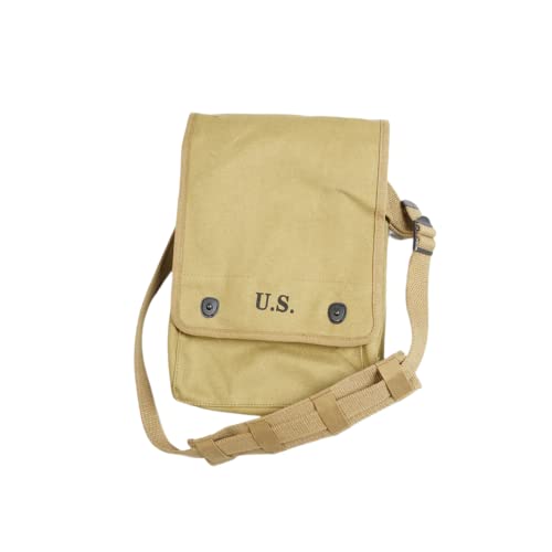 Men's Shoulder Bag American Map Bag Outdoor Debris Bag Replica WW2 US (Khaki)