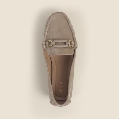Image of Metro Women's Beige Slip On Closure Casual - Loafers with Flat Sole