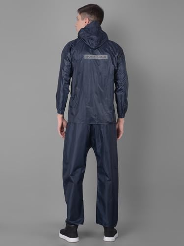 Image of Dollar Men's Waterproof PVC Raincoat Set | Zipper & Button Closure | Hood & Pocket | Full Sleeve Jacket Pant Rainwear Suit | Lightweight Leakproof Rain Protection for Outdoor, Biking, Riding