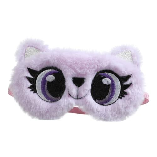 GANAZONO かわいいビッグアイデザイン毛付き睡眠アイマスク 柔軟な伸縮バンド付き 目の疲れ軽減 快適で洗濯可能なカバー 旅行や昼寝用の遮