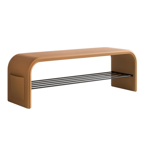 Étagère à chaussures élégante avec siège rembourré design orange 100 cm