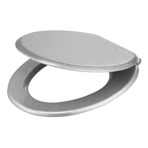 GoodHome Abattant WC Pilica Pailleté Fermeture Douce Argent