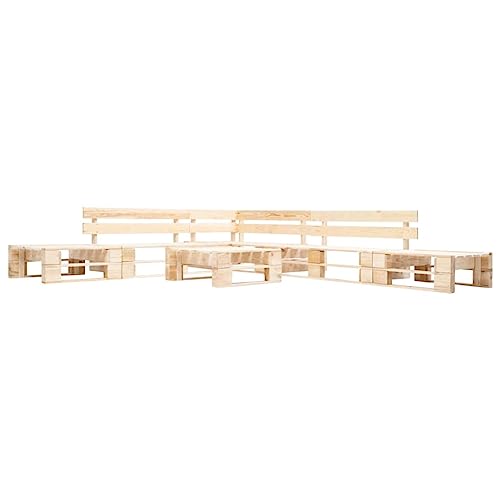 Woonisher Salon de Jardin Palette 6 pcs Naturel Bois Salon de Jardin Exterieur