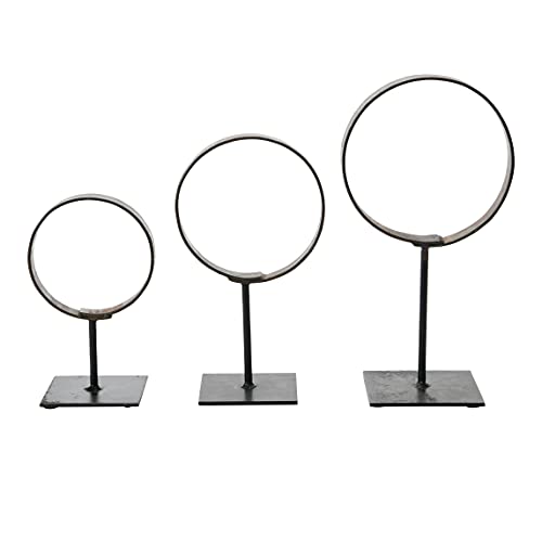 Creative Co-Op Decorative Modern Found Metal Rings on Stands, Black,