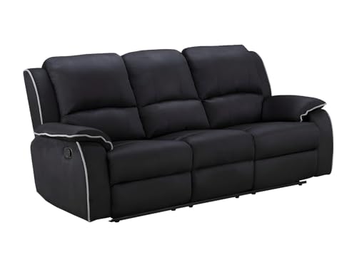 Vente-unique - Canapé 3 Places Relax en Microfibre Hernani - Noir