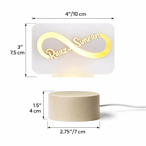 Image of Gifts for Couple Customised Name LED Lamp - Engraved Acrylic Romantic Night Light Personalised Gift for Men or Women, Anniversary, Birthday, Valentine's Day