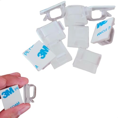 Organizador de Cabos e Fios Kit com 20 Peças Unidades Clipes 13 mm Autoadesivos Fita 3M Premium. Pas