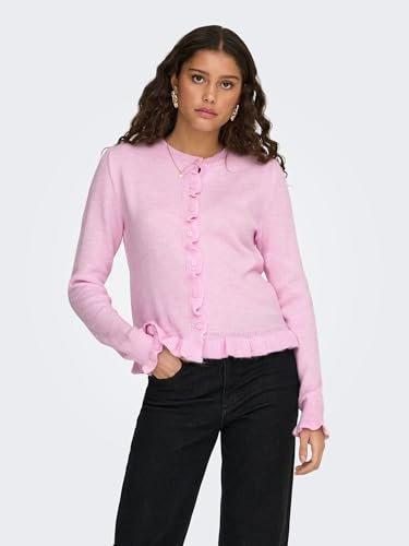 JDY Damen Jdyletty L/S On Frill Cardigan KNT Noos, Pink Lady, S EU