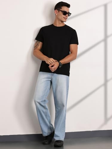 Image of Thomas Scott Men's Relaxed Fit Mid Rise Comfort Clean Look Light Fade Cotton Baggy Jeans