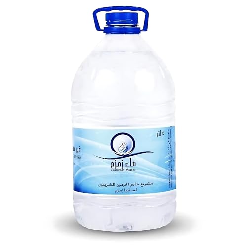 Authentic Zamzam Water 5L Bottle- Holy Water from Mecca Saudi Arabia - Sourced from Sacred Zamzam Well Pure Quality Blessed for Spiritual Physical Healing - Ideal for Hajj and Umrah Pilgrims