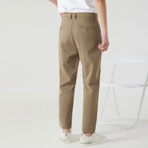 Vrijetijdsbroek heren losse rechte effen kleur honderd met licht ademende klassieke pasvorm straat dunne sectie negenkwart broek lente en herfst - Afbeelding 3