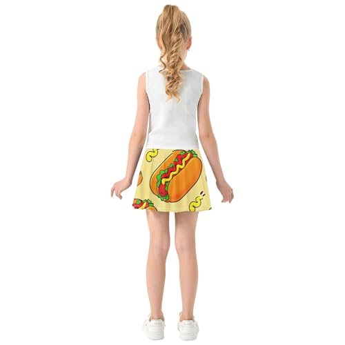 Cartoon Hot Dogs Athletic Shorts for Girls Skorts Tennis Skirts Kids Custom Teen Cheer 3t4