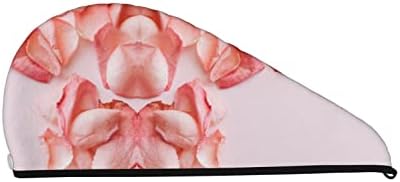 Ankepwj Pink Rose Dry Hair Cap Absorbent Hair Turban Coral Velvet Bath Shower Cap Fast Drying Towels for Women