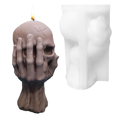 TNSLAND Moule à bougie en forme de tête de mort pour Halloween, décoration d'Halloween, en...