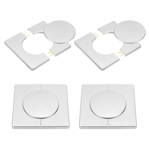 PATIKIL Wall Split Flange 90mm / 3.5" OD, 4 Pcs Square Escutcheon Plate Cover Self-Adhesive PPR Plumbing Cover Plates with Lid for 50mm / 2" Dia Water Pipe Faucet, Silver
