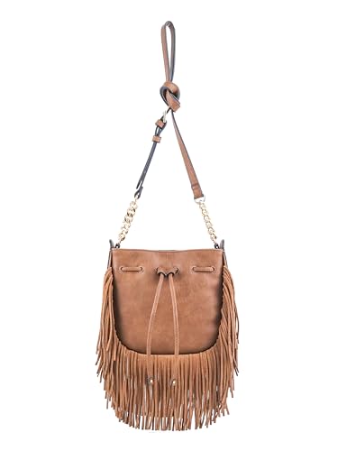 Jessica Simpson Calypso Drawstring Crossbody Bag, Stylish Purse with Adjustable Chain Strap
