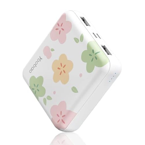 Yoobao Portable Charger 10000mAh, Cute Power Bank USB-C for Girls Travel, 2 Outputs & 2 Inputs (5V/2.1A), Mini Phone Battery Pack for iPhone 14/13/12/11/X, Android, iPad, Samsung, Google (Fl