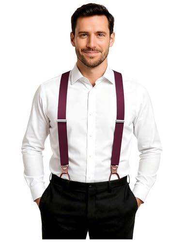 Flexibond Mens Suspenders for Dress Pants: Y-Back Button Adjustable - Elastic Support for Reliability in Business & Wedding(Age 30-55)