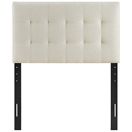 Image of Modway Lily Tufted Linen Fabric Upholstered Twin Headboard in Ivory