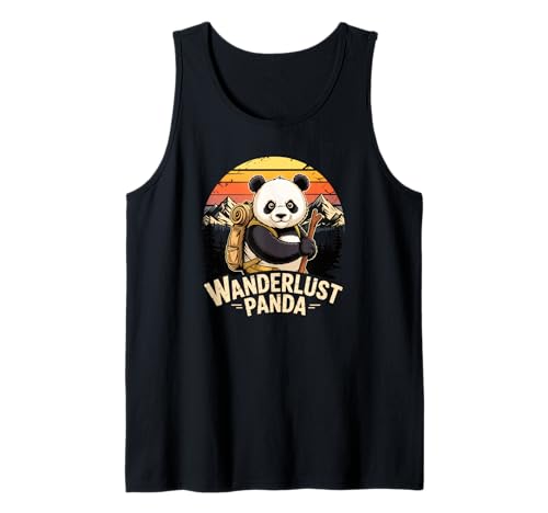 Panda Backpacker Retro Mountain Landscape Débardeur