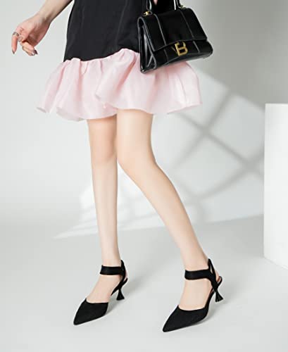 EBYNUE Women's Pumps Low Heel 2.5 inch Pointed Closed Toe Slingback Kitten Heels Party Wedding Comfortable Dress Shoes4